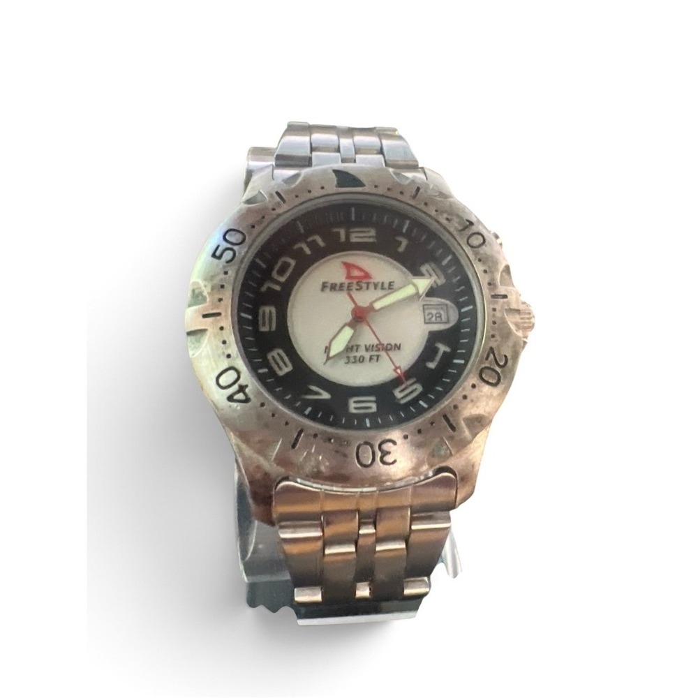 Freestyle Night Vision 330 FT Men's Stainless Steel Dive Style Watch Date Lume